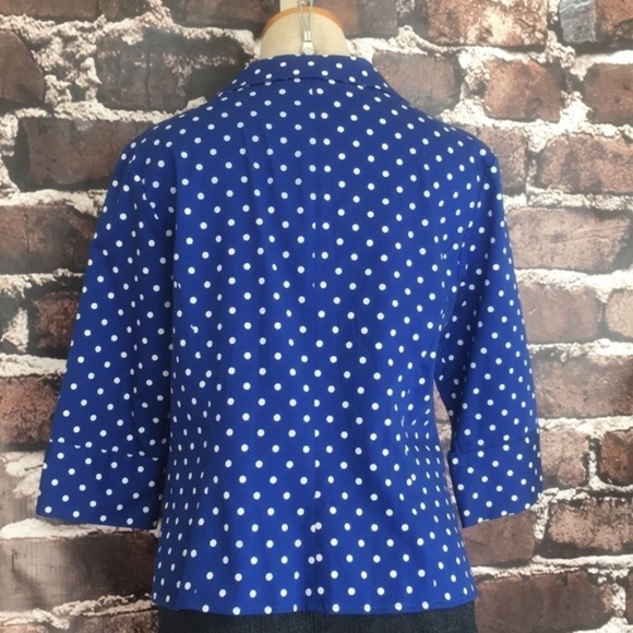 Pendleton Blouse Top Polka Dots Blue White Small - Picture 5 of 8
